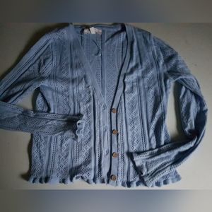 Wild Skye Size Large Blue Cardigan Sweater